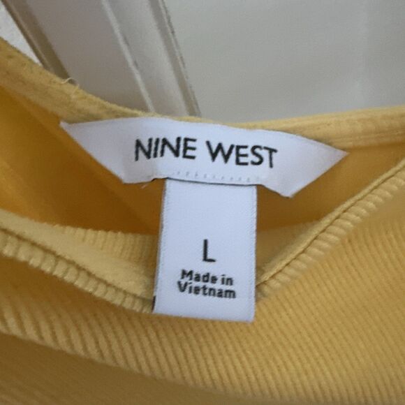 Nine West Dress Womens Large Yellow Bodycon One Shoulder Rib Knit NWOT - Picture 3 of 9
